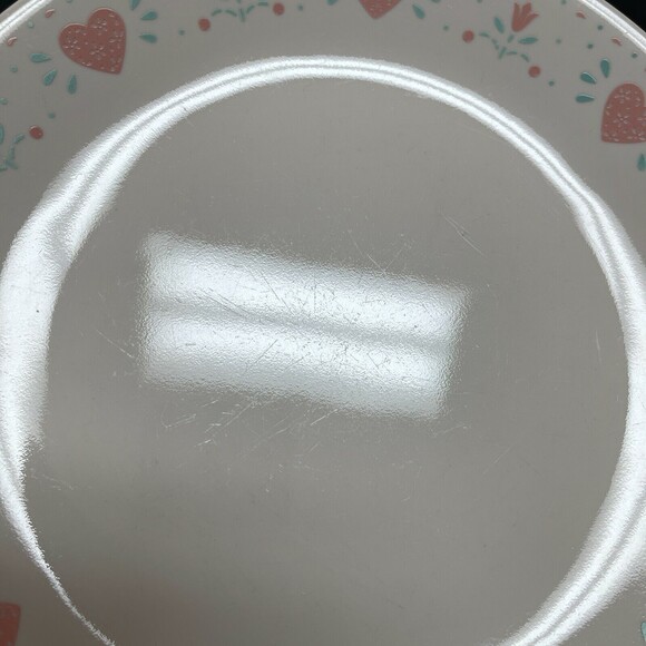 Corelle by Corning Dinner Plates Hearts Forever Yours Beige Pink Lot of 3 - Picture 8 of 10